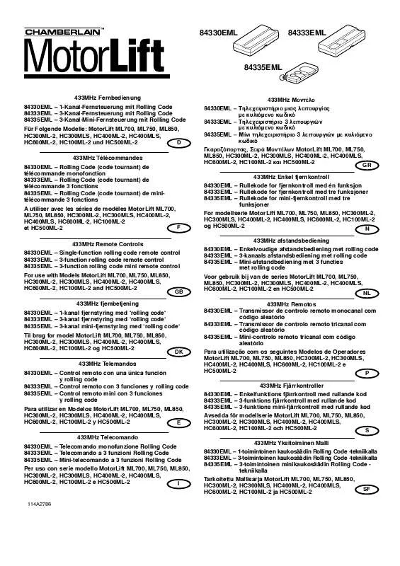 Mode d'emploi CHAMBERLAIN 84330EML