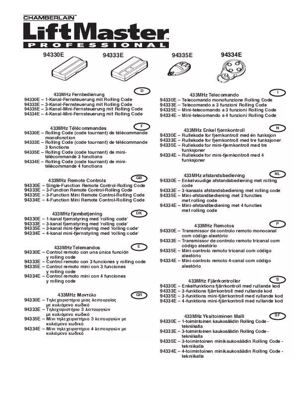 Mode d'emploi CHAMBERLAIN 94334E