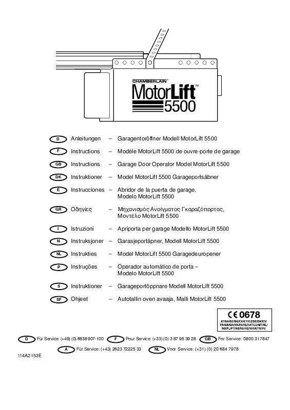 Mode d'emploi CHAMBERLAIN MOTORLIFT 5500