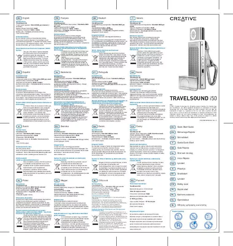 Mode d'emploi CREATIVE TRAVELSOUND I50