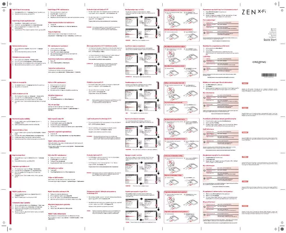 Mode d'emploi CREATIVE ZEN X-FI 32GB REVA