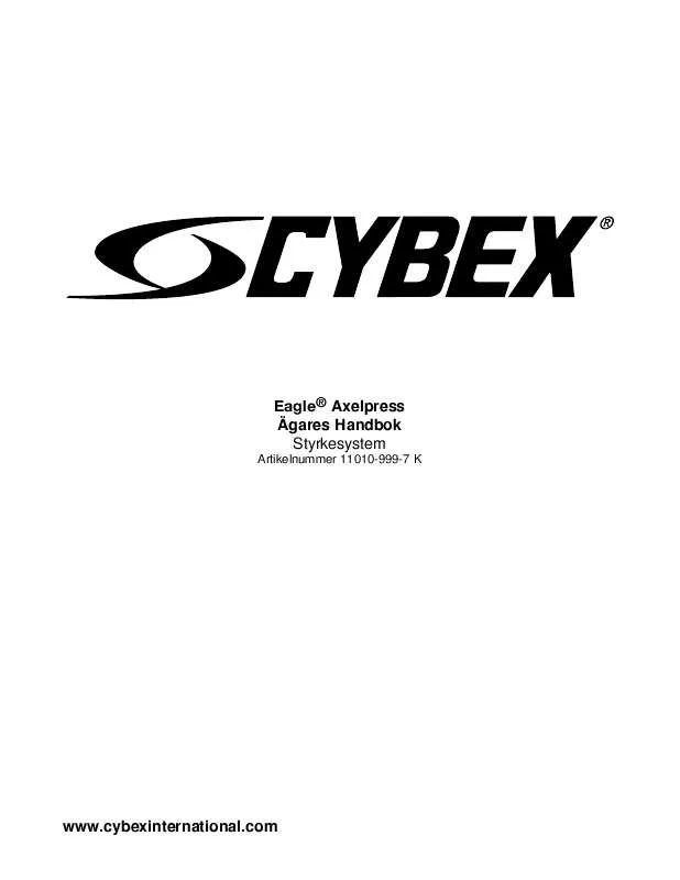 Mode d'emploi CYBEX INTERNATIONAL 11010_OVERHEAD PRESS