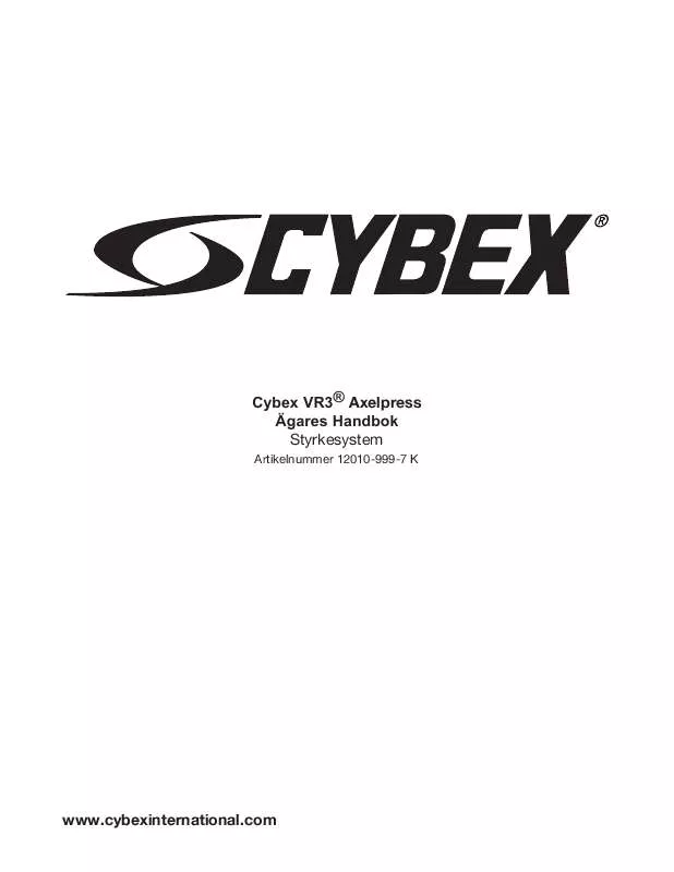 Mode d'emploi CYBEX INTERNATIONAL 12010 OVERHEAD PRESS