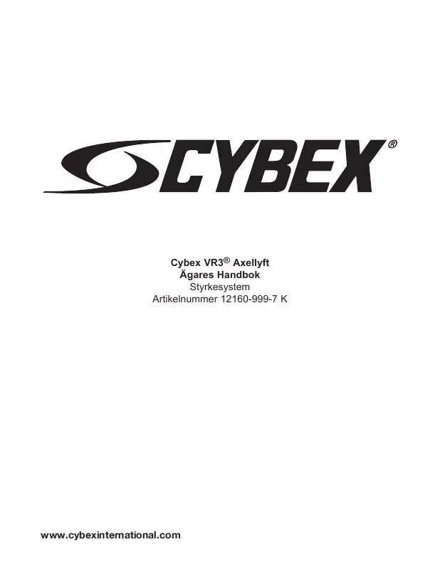 Mode d'emploi CYBEX INTERNATIONAL 12160 LAT RAISE