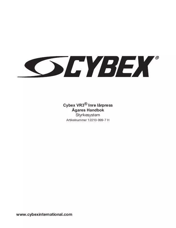 Mode d'emploi CYBEX INTERNATIONAL 12210 HIP ADDUCTION