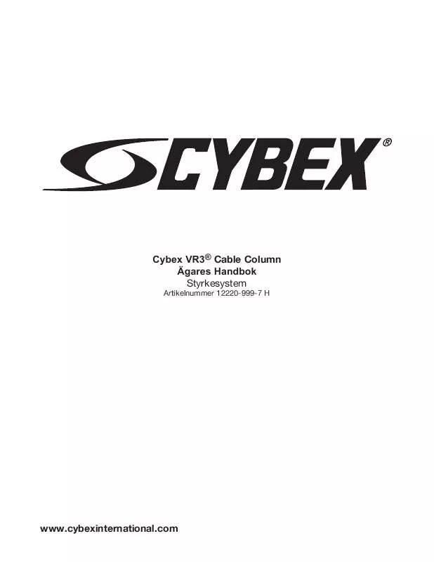 Mode d'emploi CYBEX INTERNATIONAL 12220 CABLE COLUMN