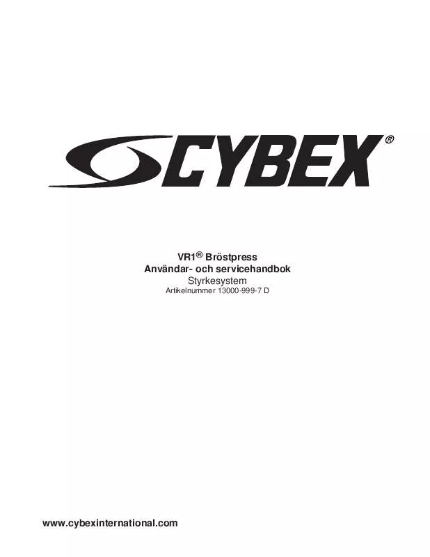 Mode d'emploi CYBEX INTERNATIONAL 13000 CHEST PRESS