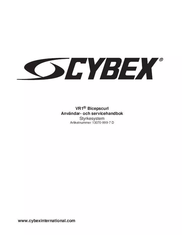 Mode d'emploi CYBEX INTERNATIONAL 13070 ARM CURL