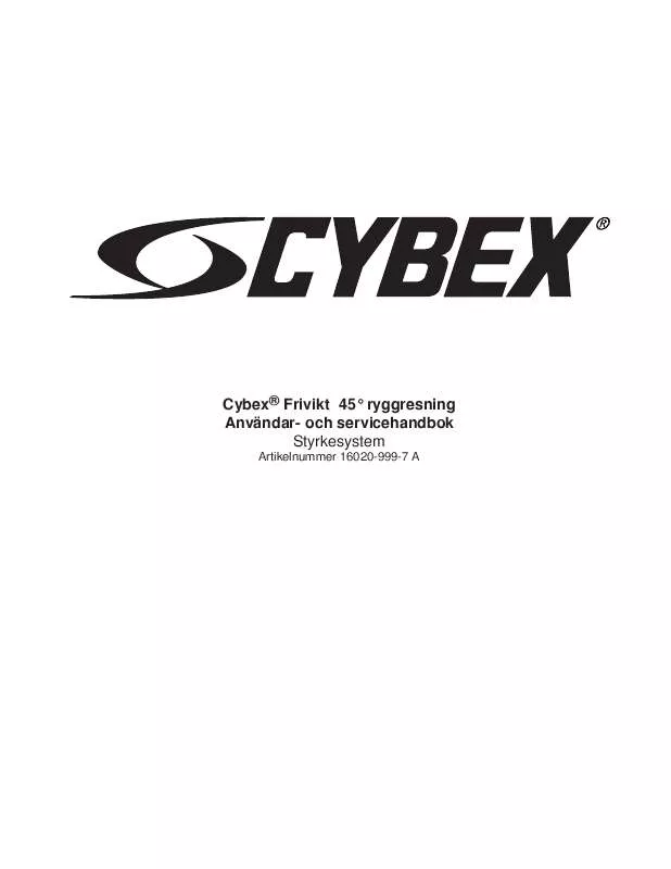 Mode d'emploi CYBEX INTERNATIONAL 16020 45 DEGREE BACK