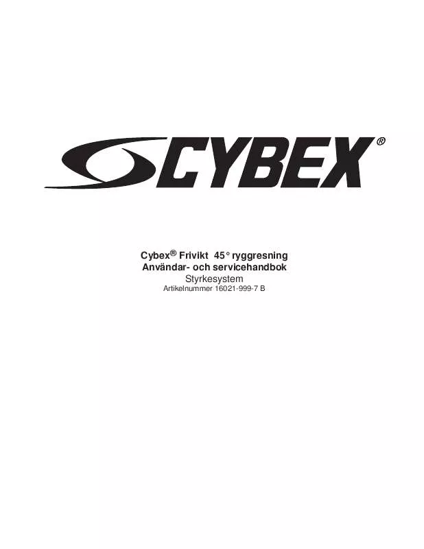 Mode d'emploi CYBEX INTERNATIONAL 16021 45 DEGREE BACK