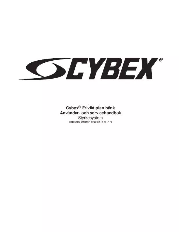 Mode d'emploi CYBEX INTERNATIONAL 16040 FLAT BENCH