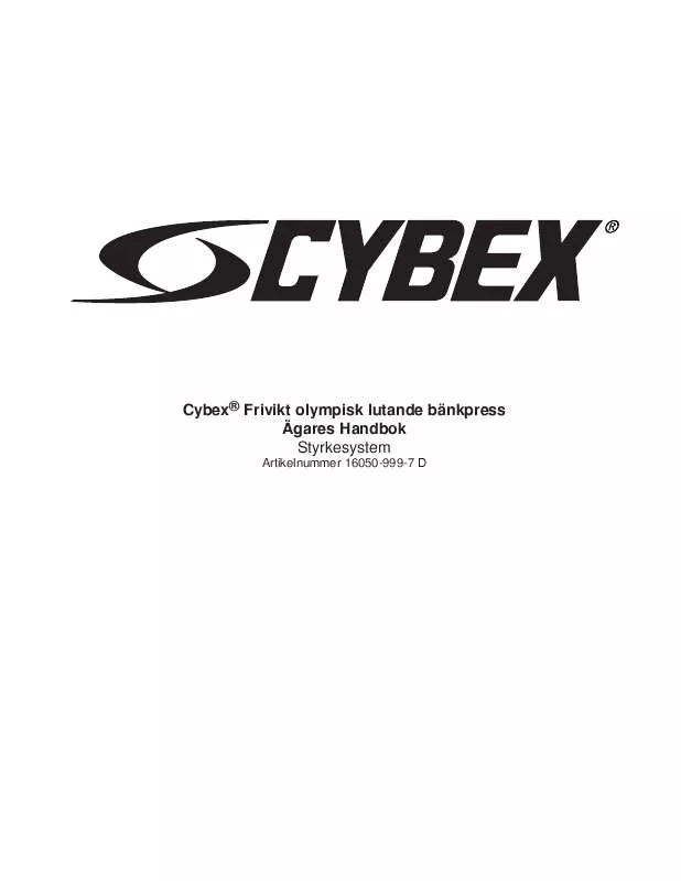 Mode d'emploi CYBEX INTERNATIONAL 16050 OLYMPIC INCLINE PRESS