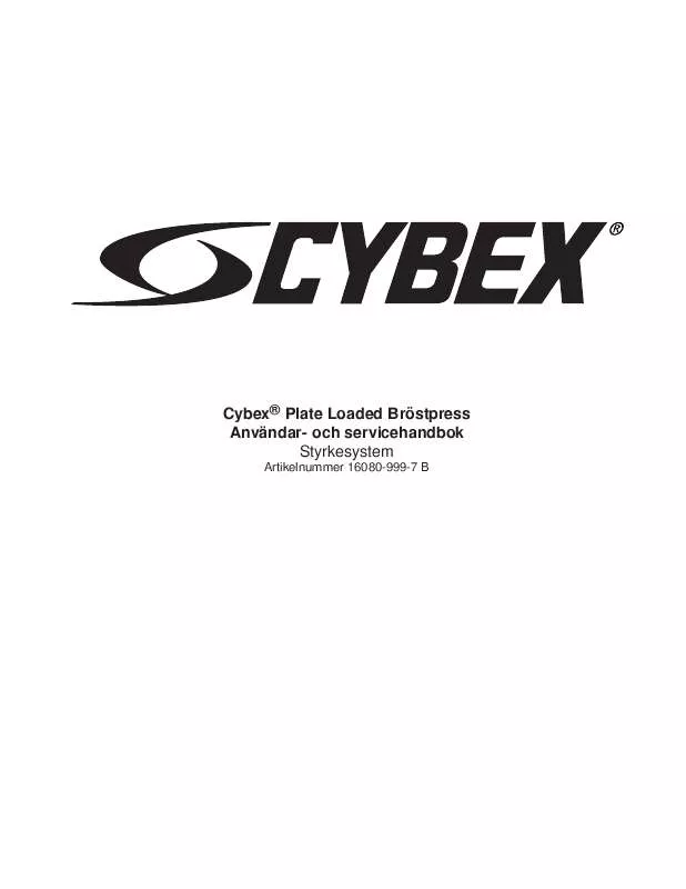 Mode d'emploi CYBEX INTERNATIONAL 16080 CHEST PRESS