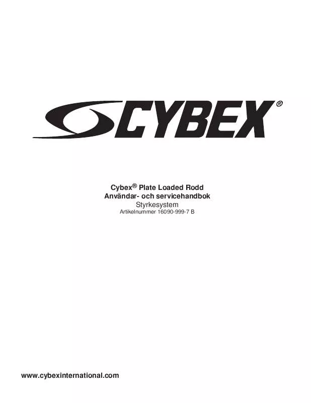 Mode d'emploi CYBEX INTERNATIONAL 16090 ROW