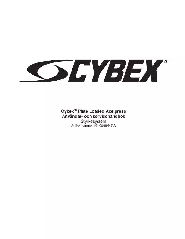 Mode d'emploi CYBEX INTERNATIONAL 16100 OVERHEAD PRESS