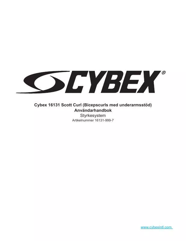 Mode d'emploi CYBEX INTERNATIONAL 16131 SCOTT CURL