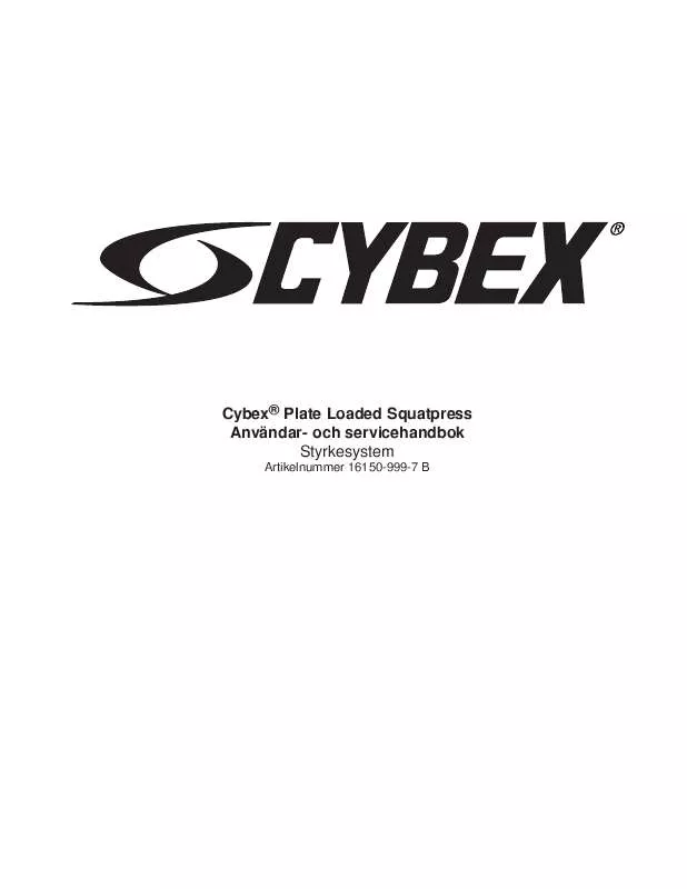 Mode d'emploi CYBEX INTERNATIONAL 16150 SQUAT PRESS