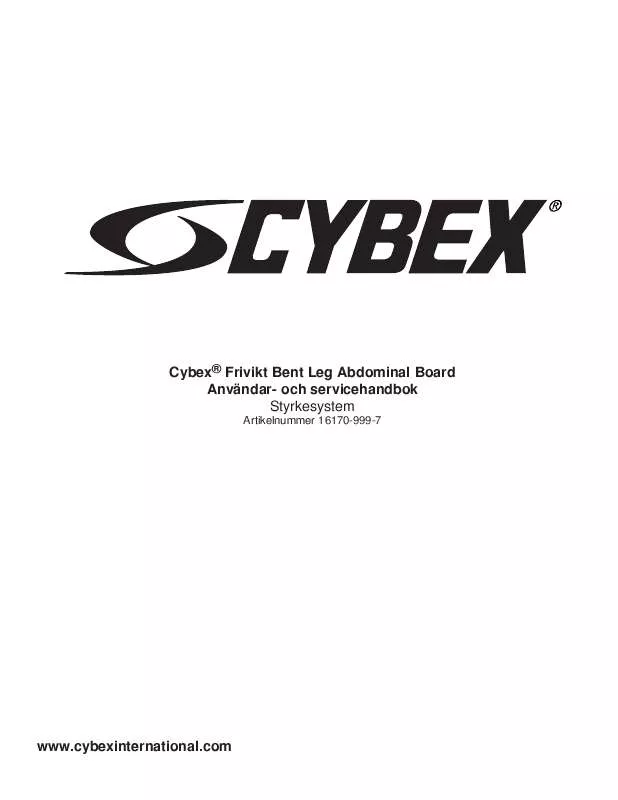 Mode d'emploi CYBEX INTERNATIONAL 16170 BENT LEG ABDOMINAL BOARD