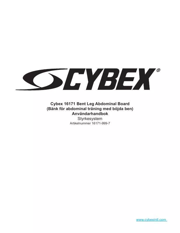 Mode d'emploi CYBEX INTERNATIONAL 16171 BENT LEG ABDOMINAL BOARD