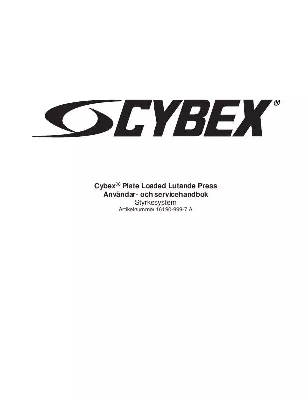 Mode d'emploi CYBEX INTERNATIONAL 16190 INCLINE PRESS