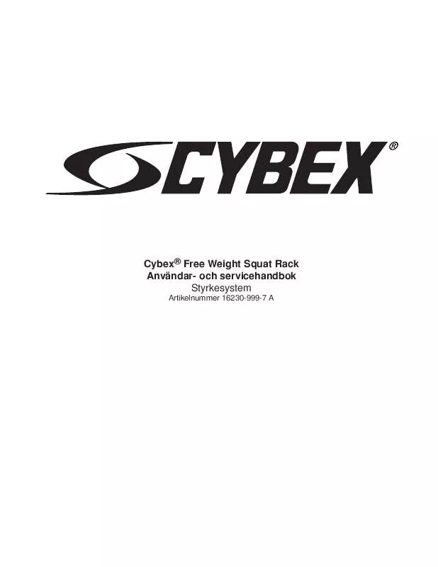 Mode d'emploi CYBEX INTERNATIONAL 16230 SQUAT RACK