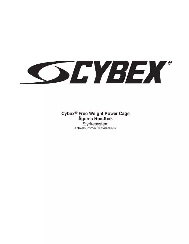 Mode d'emploi CYBEX INTERNATIONAL 16240 POWER CAGE