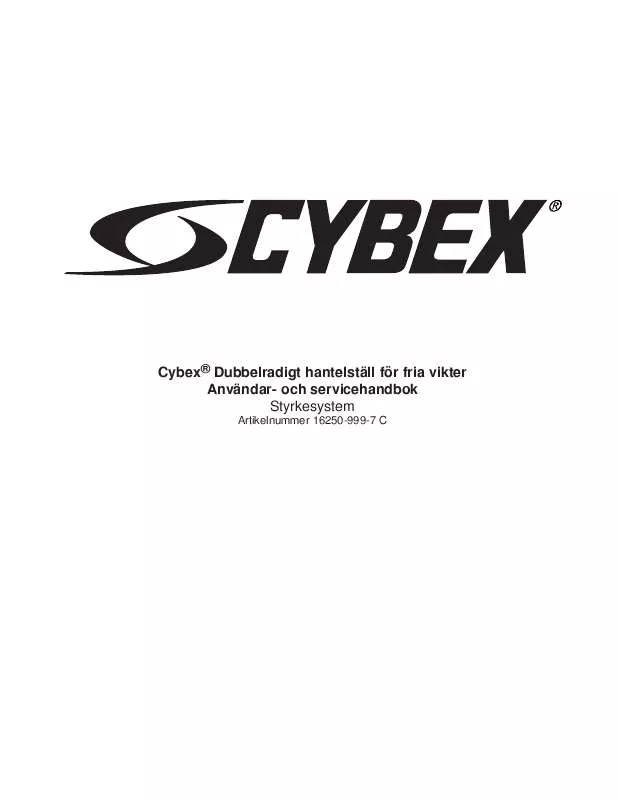 Mode d'emploi CYBEX INTERNATIONAL 16250 TWIN TIER DUMBBELL RACK