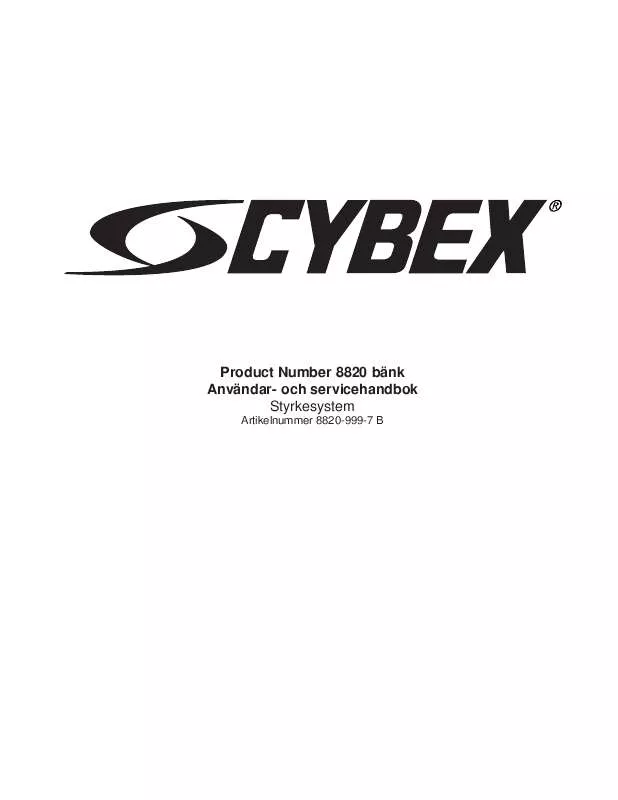 Mode d'emploi CYBEX INTERNATIONAL 8820 BENCH