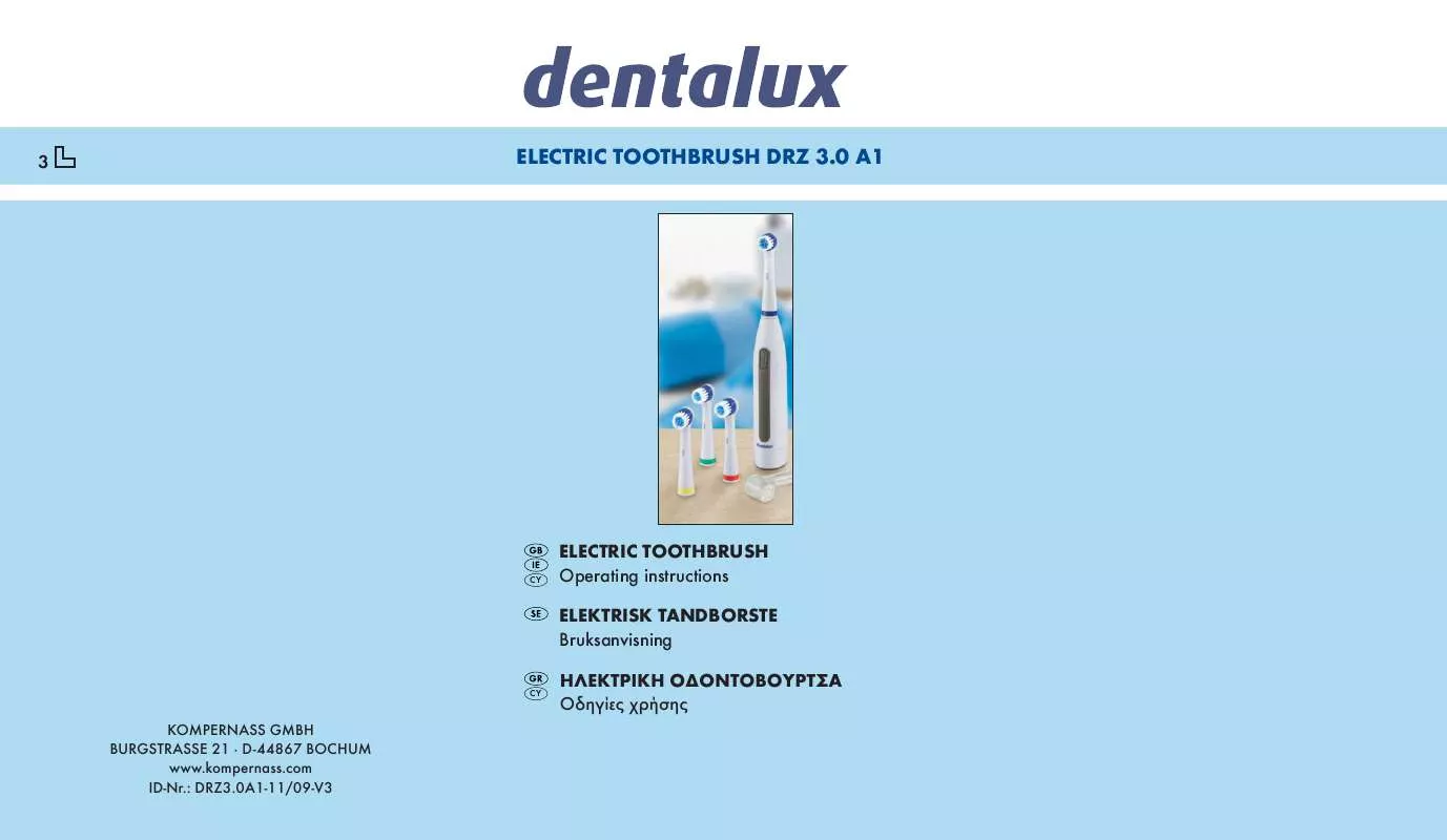 Mode d'emploi DENTALUX DRZ 3.0 A1 ELECTRIC TOOTHBRUSH