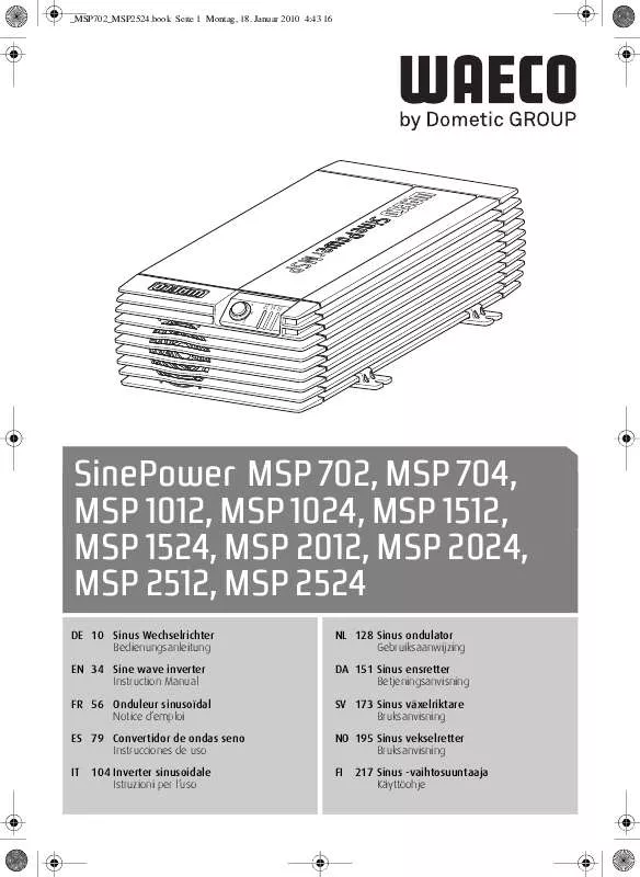 Mode d'emploi DOMETIC MSP 1012