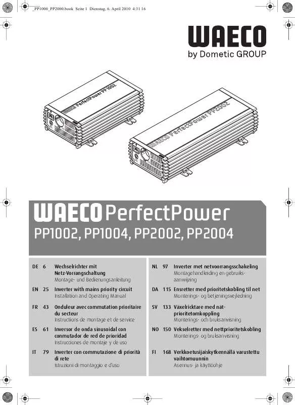 Mode d'emploi DOMETIC PP1002