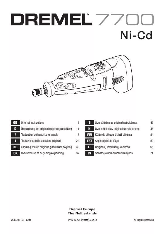 Mode d'emploi DREMEL 7700