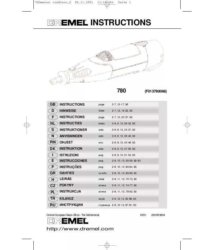 Mode d'emploi DREMEL 780 CORDLESS