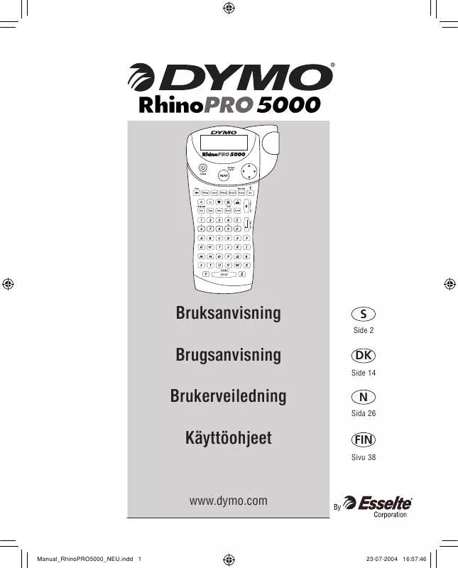 Mode d'emploi DYMO RHINOPRO 5000