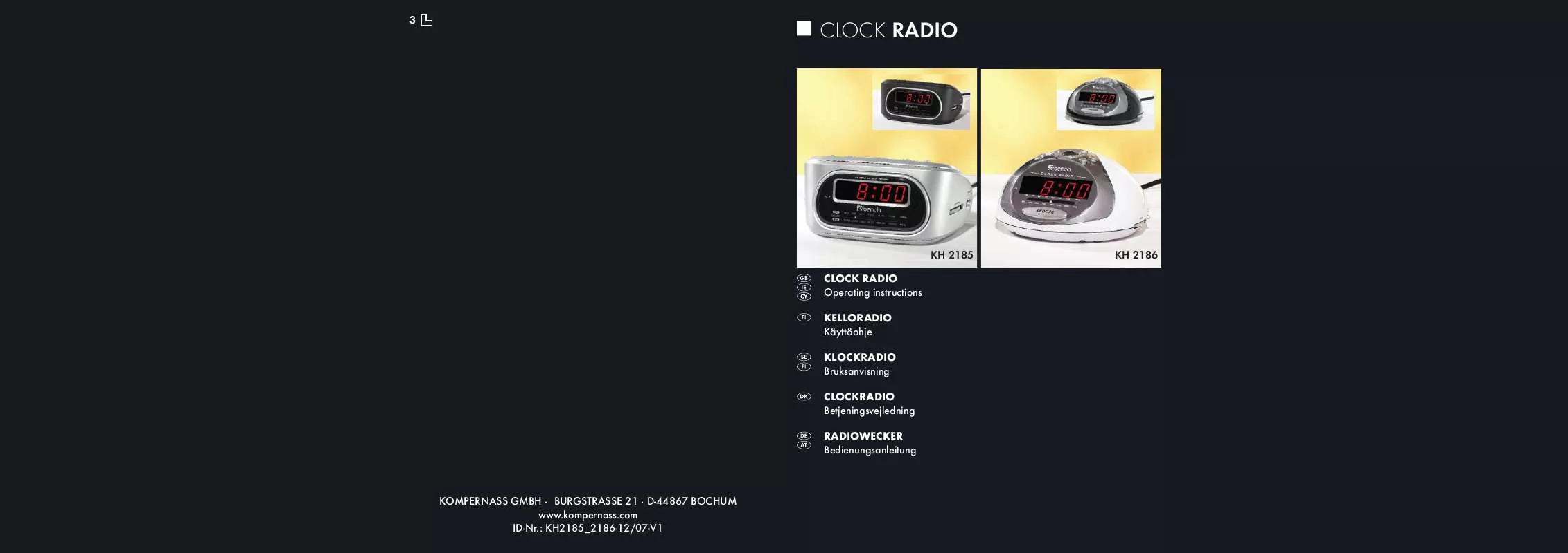 Mode d'emploi EBENCH KH 2185 CLOCK RADIO