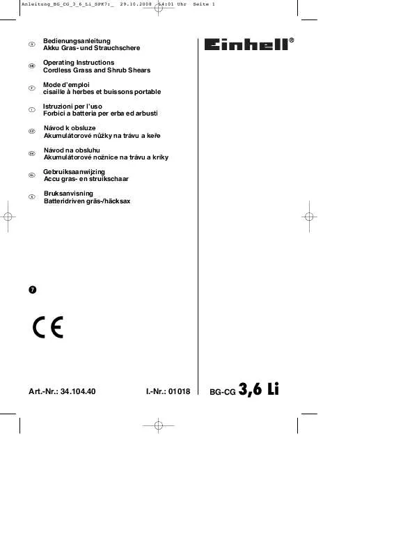 Mode d'emploi EINHELL BG-CG 3.6 LI