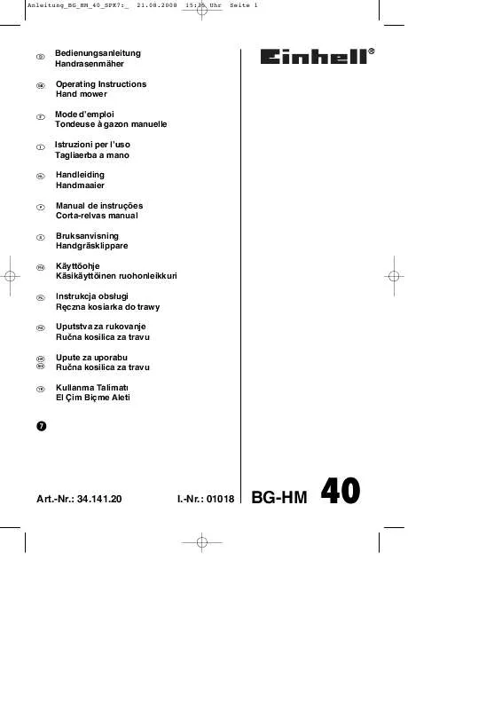 Mode d'emploi EINHELL BG-HM 40