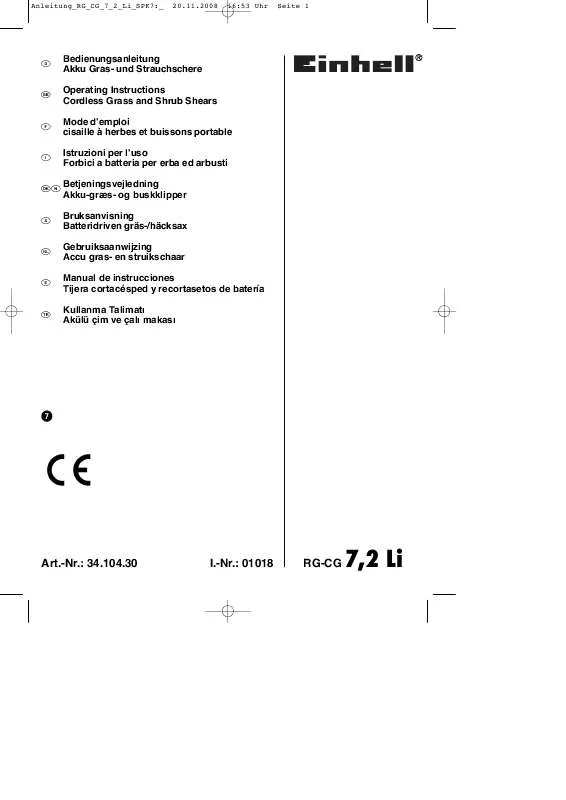 Mode d'emploi EINHELL RG-CG 7.2 LI