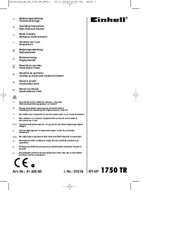 Mode d'emploi EINHELL RT-HP 1750 TR