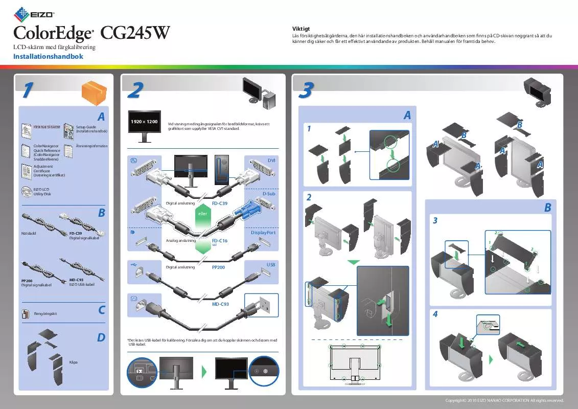 Mode d'emploi EIZO COLOREDGE CG245W