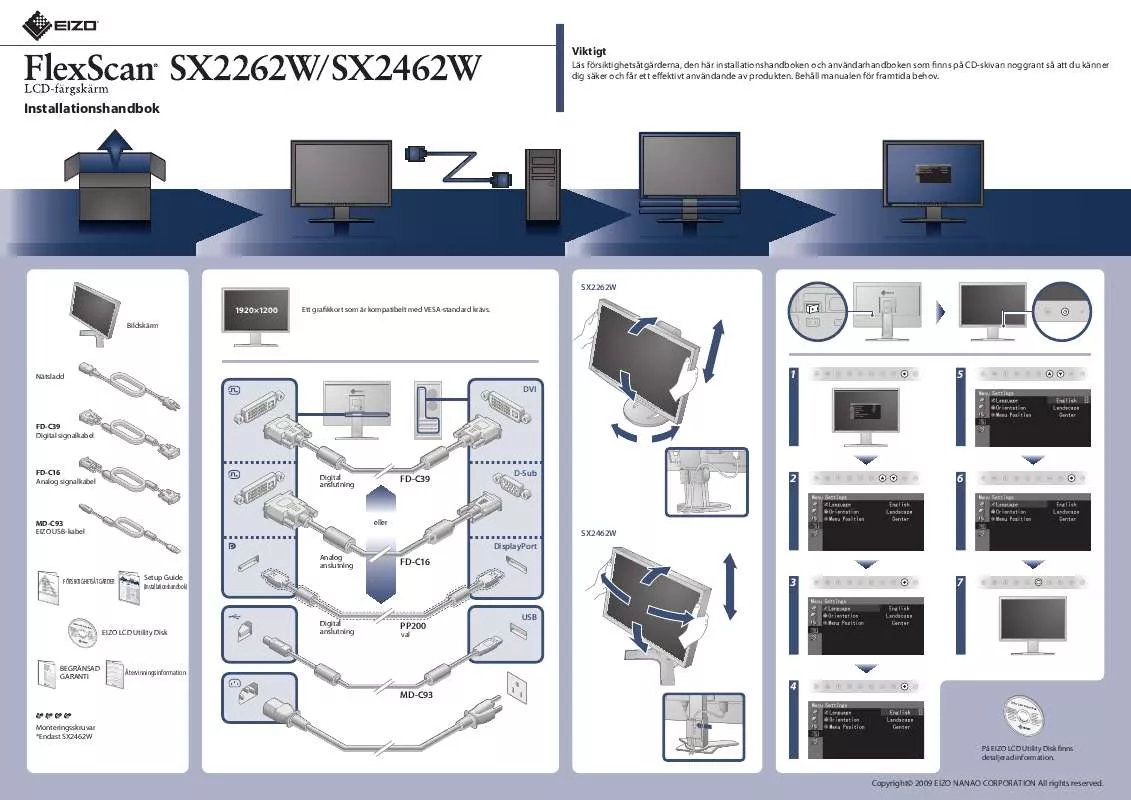 Mode d'emploi EIZO FLEXSCAN SX2262W