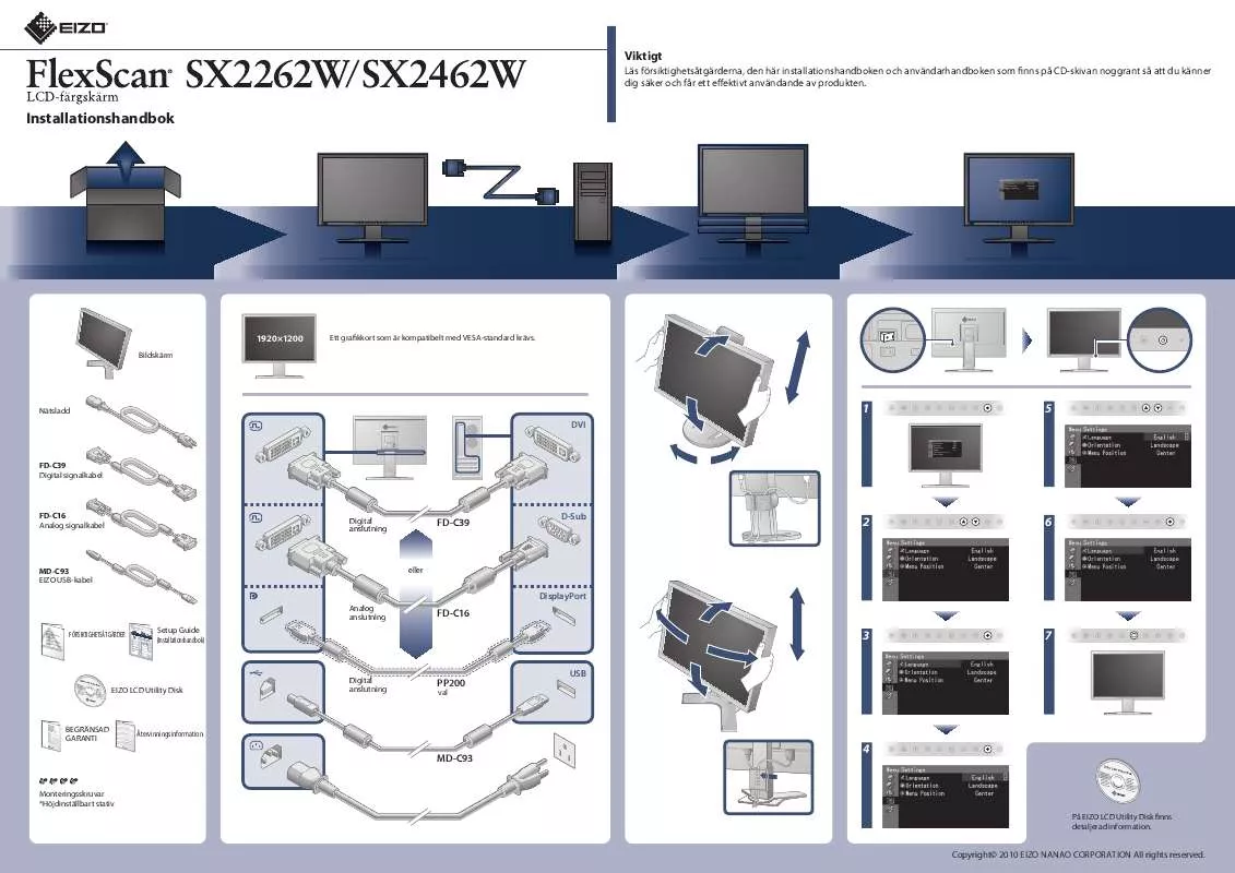 Mode d'emploi EIZO FLEXSCAN SX2462W