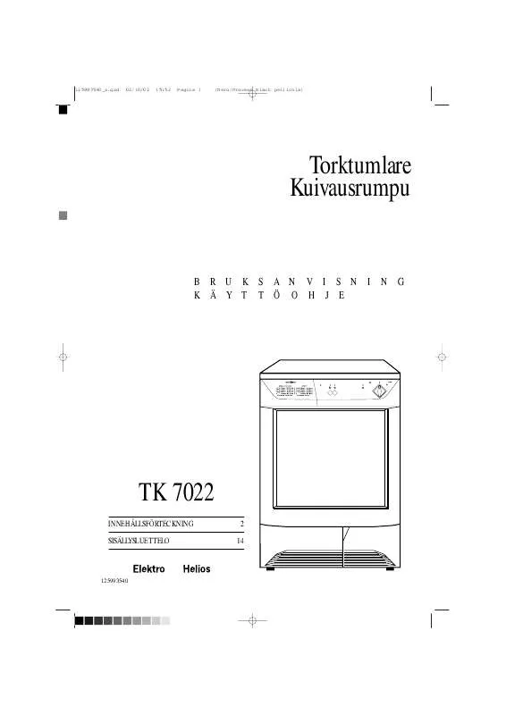 Mode d'emploi ELEKTRO HELIOS EHL TK 7022 S