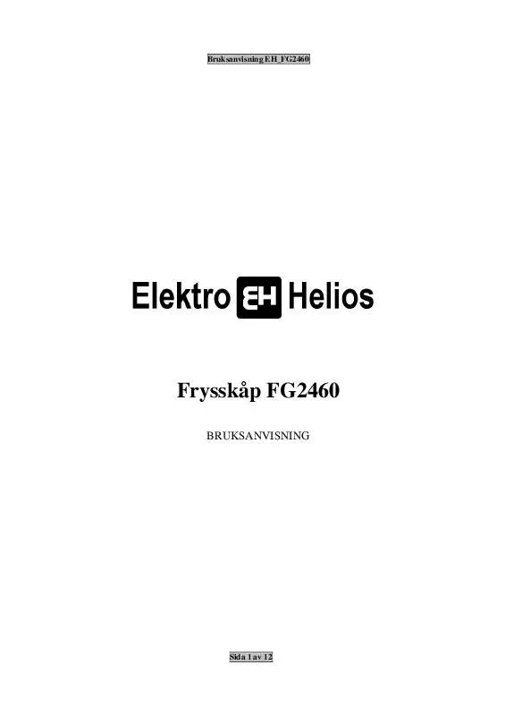 Mode d'emploi ELEKTRO HELIOS FG2460