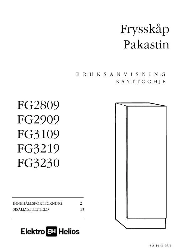 Mode d'emploi ELEKTRO HELIOS FG2809