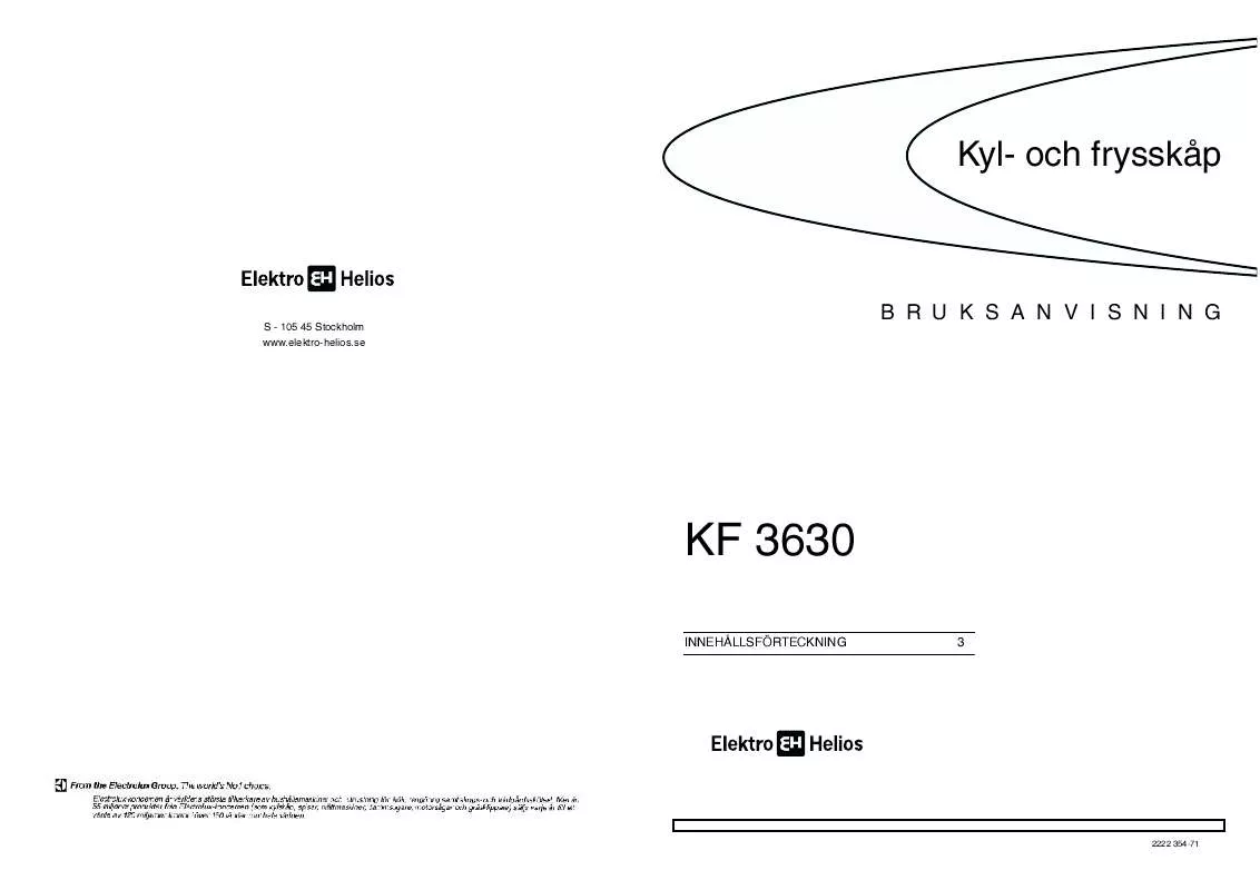 Mode d'emploi ELEKTRO HELIOS KF3630