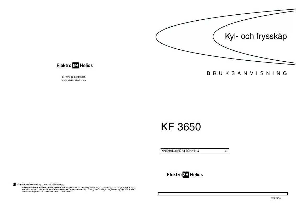 Mode d'emploi ELEKTRO HELIOS KF3650