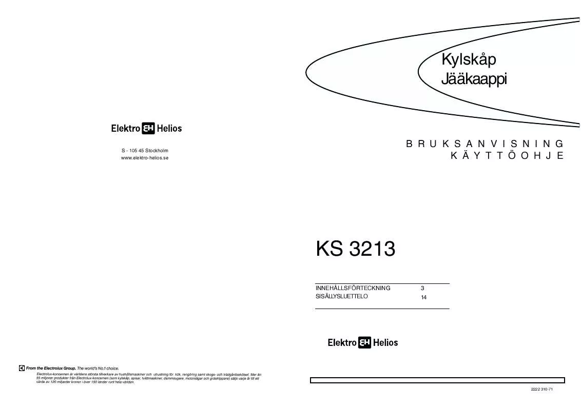 Mode d'emploi ELEKTRO HELIOS KS3213