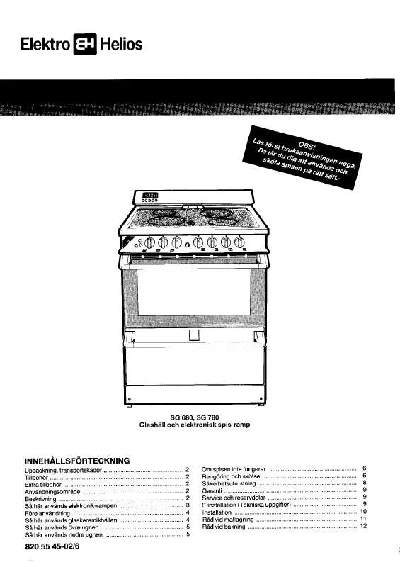 Mode d'emploi ELEKTRO HELIOS SG780