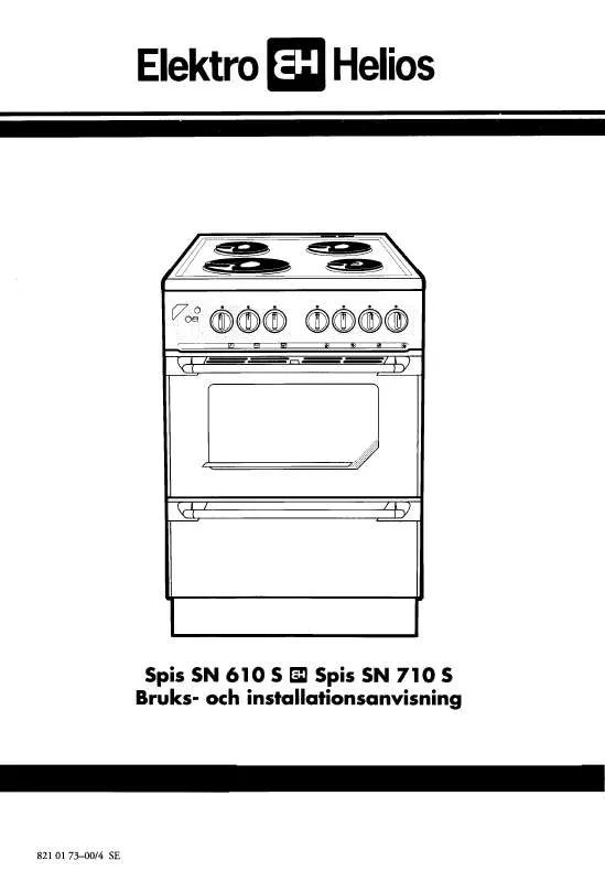Mode d'emploi ELEKTRO HELIOS SN710S